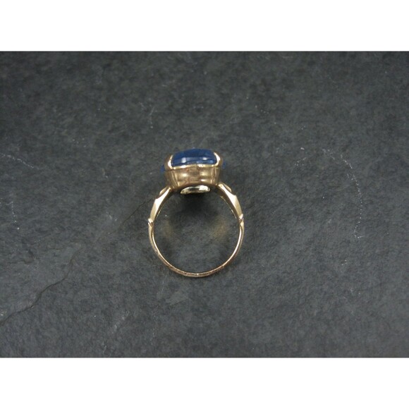 Antique 10K Gold Filled Blue Glass Ring Size 6 - Picture 6 of 8